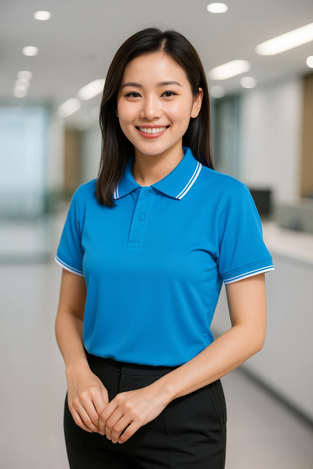 Áo Polo Xanh Ya 2 Sọc Trắng – Tươi Mới Năng Động | Đồng Phục Gia Minh