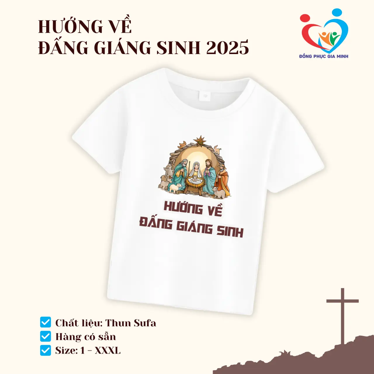 Áo Thun Cổ Tròn "HƯỚNG VỀ ĐẤNG GIÁNG SINH 2025" – Áo Tin Lành Giáng Sinh Đắk Lắk