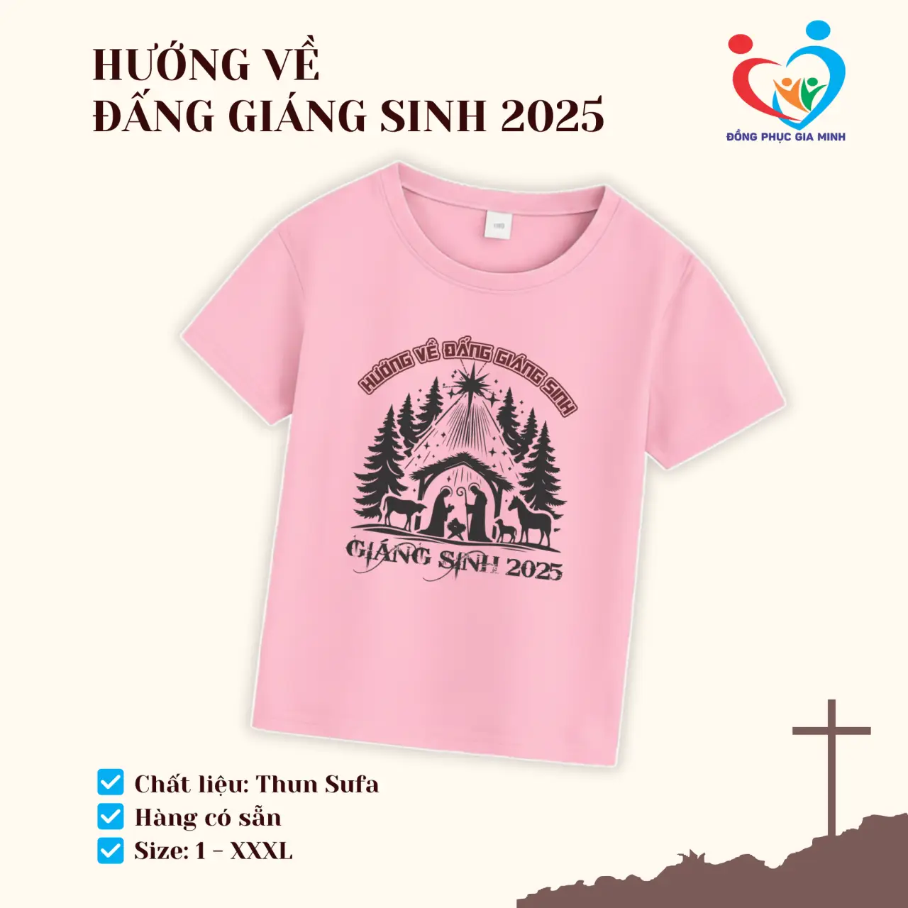 Áo Thun Cổ Tròn "HƯỚNG VỀ ĐẤNG GIÁNG SINH 2025" – Áo Tin Lành Giáng Sinh Đắk Lắk