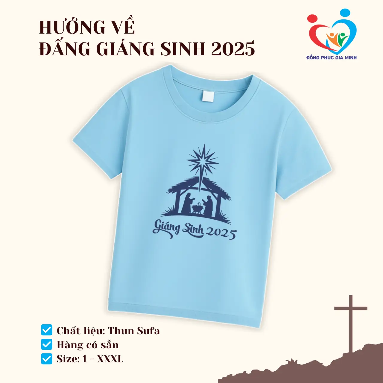Áo Thun Cổ Tròn "HƯỚNG VỀ ĐẤNG GIÁNG SINH 2025" – Áo Tin Lành Giáng Sinh Đắk Lắk