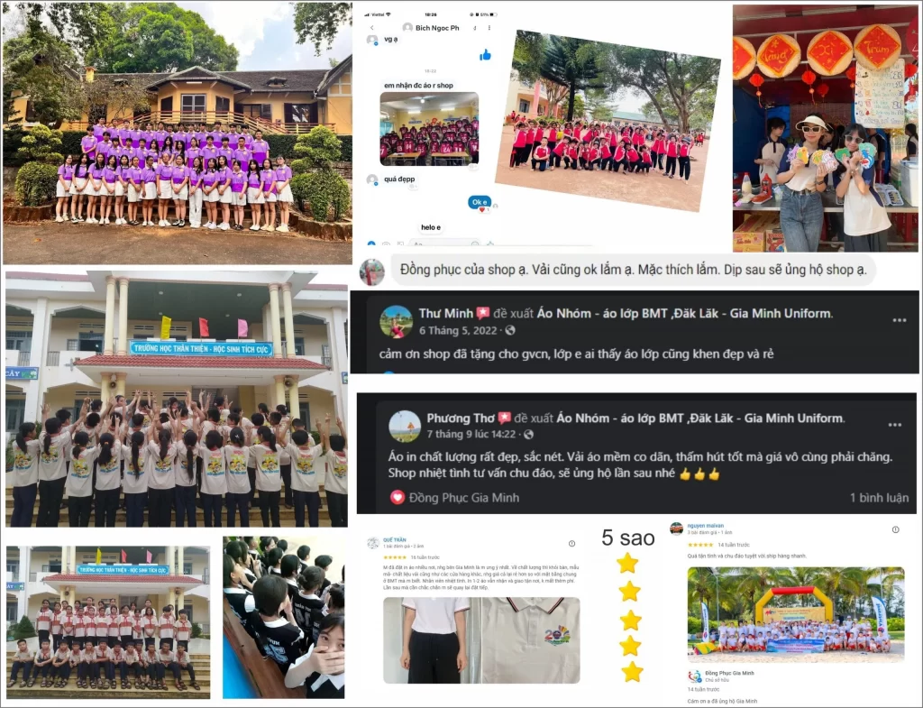 Khách hàng mặc áo lớp đông tại Buôn Ma Thuột, hình chụp tập thể nhiều lớp học sinh, ảnh feedback