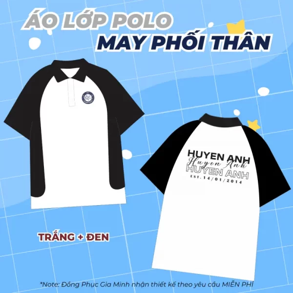 Áo lớp Polo may phối thân