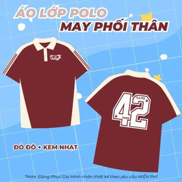 Áo lớp Polo may phối thân – in PET, chuyển nhiệt, thêu, decal | Đồng Phục Gia Minh